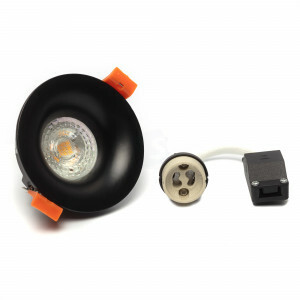 LED spot Frame compleet - verdiept - kleur zwart - 5,5 Watt - dimbaar - 2700K - met GU10 fitting - rond 85 mm - gatmaat 75 mm - zonder netsnoer