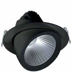 LED kantelbare downlight "banaan" 30 watt - kleur ZWART - 3000K - CRI97 - rond 190 mm - gatmaat 175 mm - koppelbaar