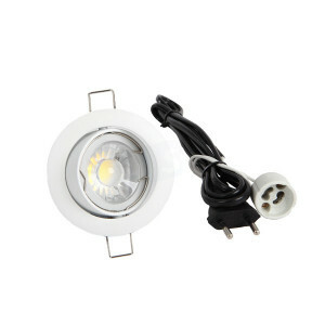 LED spot compleet - 2700K - dimbaar 5,5 Watt - kantelbaar Frame wit - 500 lm - 60 graden - rond 92 mm - gatmaat 80 mm - snoer en stekker