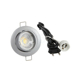 LED spot compleet - 2700K - dimbaar 5,5 Watt - kantelbaar Frame zilver - 480 lm - 38 graden - rond 92 mm - gatmaat 80 mm - snoer en stekker