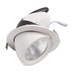 LED downlight - 28 / 42 watt - kantelbaar- draaibaar - 3000K - rond 190 mm - gatmaat 175 mm - banaanspot - wit huis - snoer en stekker #spec